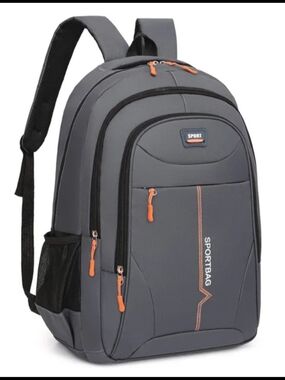 Sporto Gray Backpack with Orange Trim